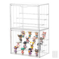 Clear Acrylic Display Case Upgrade 4 Tier Figure Display Case with 3 Movable Dividers, Stackable Display Box Showcase with Magnetic Door for Collectibles (Large-2pack)