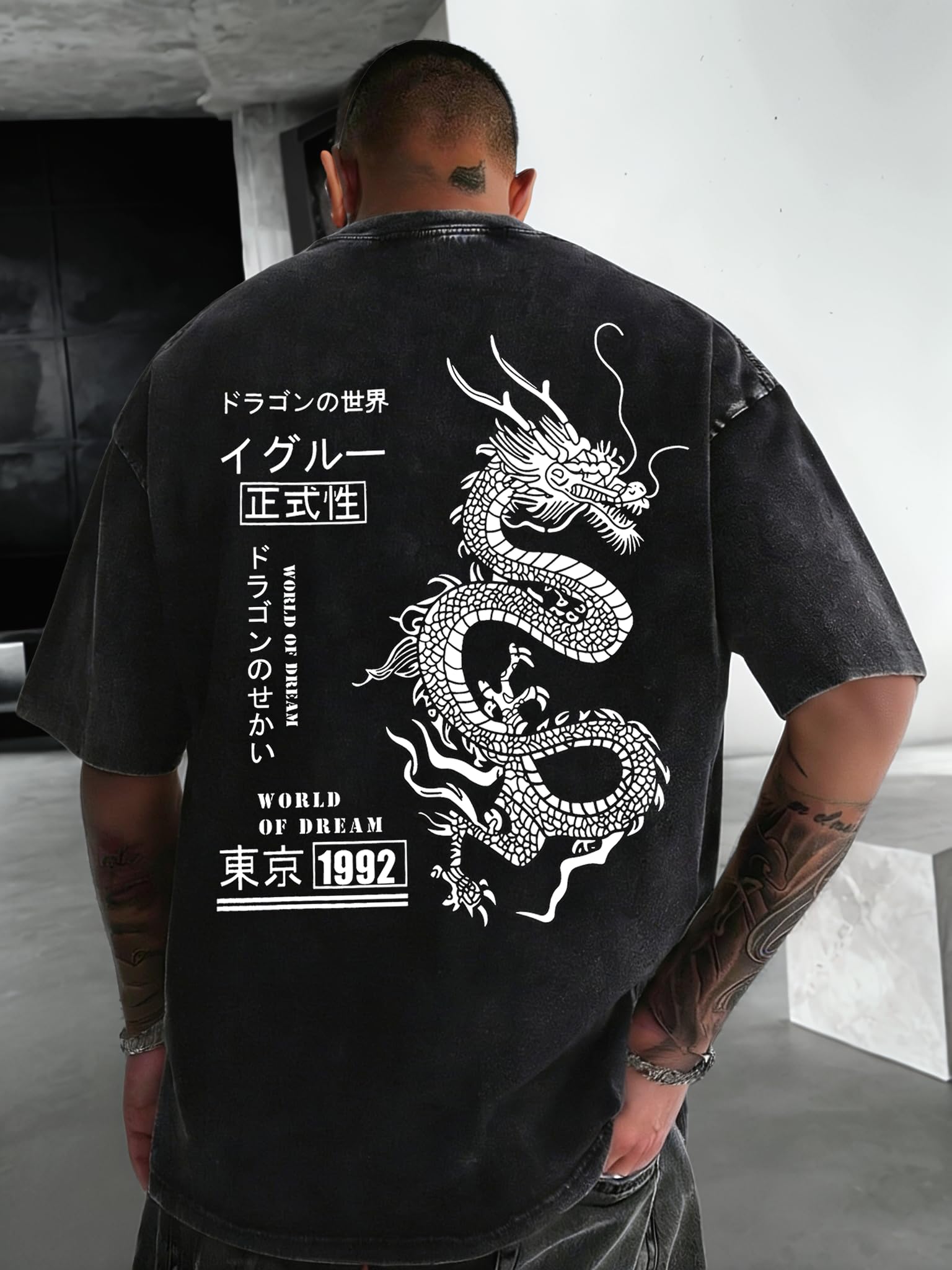 UOUA Mens Graphic Tees Vintage Oversized T-Shirts Casual Acid Wash Cotton Streetwear (S-2XL)