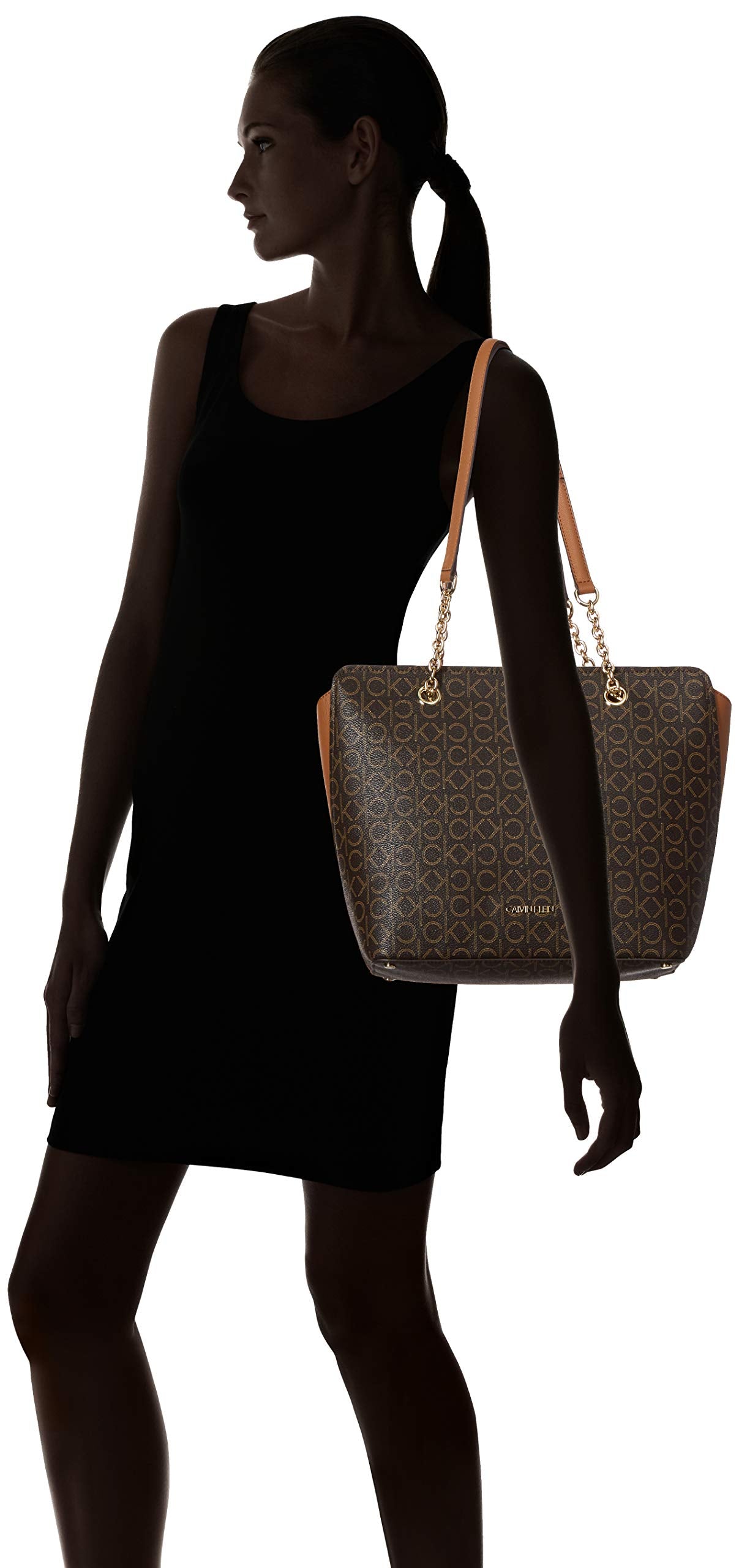 Calvin Klein Hailey Signature Top Zip Chain Tote