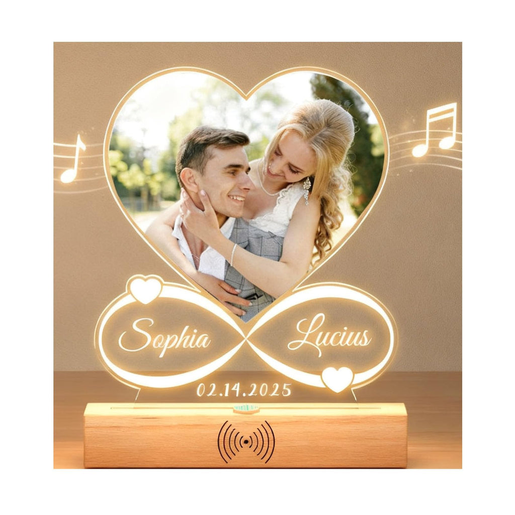 Custom Music Frame with Picture,Personalized Photo Frame with Sensor Night Light & Music Player,Personalized Anniversary/Wedding/Valentine's Gift for Couples Women Men Her Him Mom Family