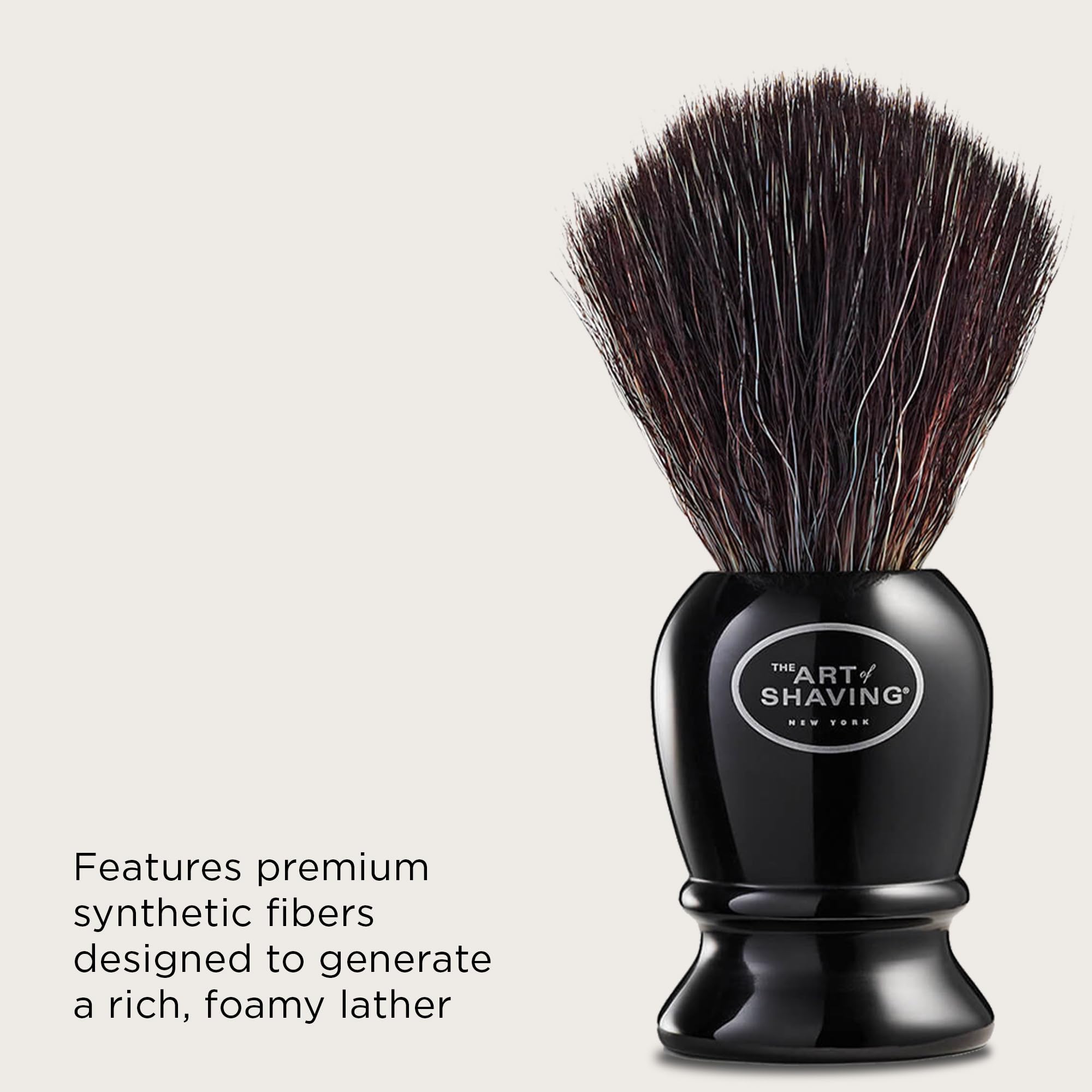 The Art of Shaving Original Shaving Brush - Pure Black – Features Premium Synthetic Fibers For a Rich, Foamy, Lather
