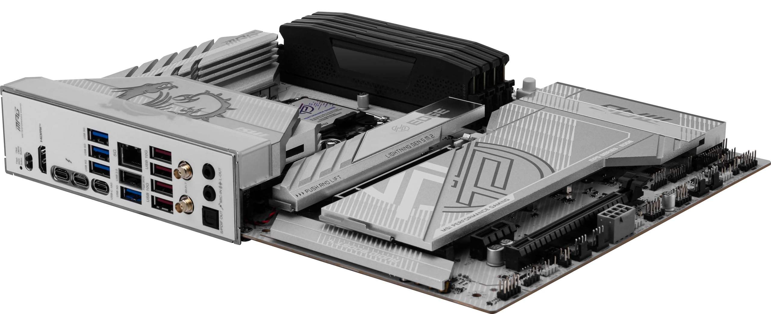 MSI MPG Z890 Edge TI WiFi Gaming Motherboard (Support Core Ultra Series 2 Intel Processors, LGA 1851, DDR5, PCIe 5.0, M.2, SATA, 5Gbps LAN, USB Type-C, Wi-Fi 7, Bluetooth 5.4, Thunderbolt 4, ATX)