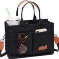 ZHMO Canvas Tote Bag for Women With Compartments and Pocket,Black Women's Bags Crossbody Bags Work Laptop Tote Bag Large Satchels Handbag Tote Purse Everyday Shoulder Bag for Travel Nurse Teacher Gift