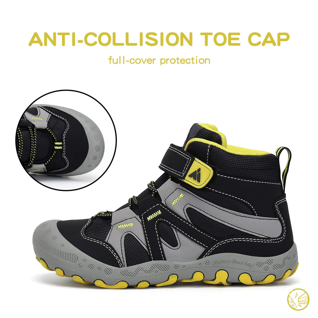 Mishansha Boys Girls Shoes Outdoor Hiking Waterproof Breathable Little Kids Ankle Sneaker Boots with Anti-Slip Rubber Sole Black 2 Little Kid
