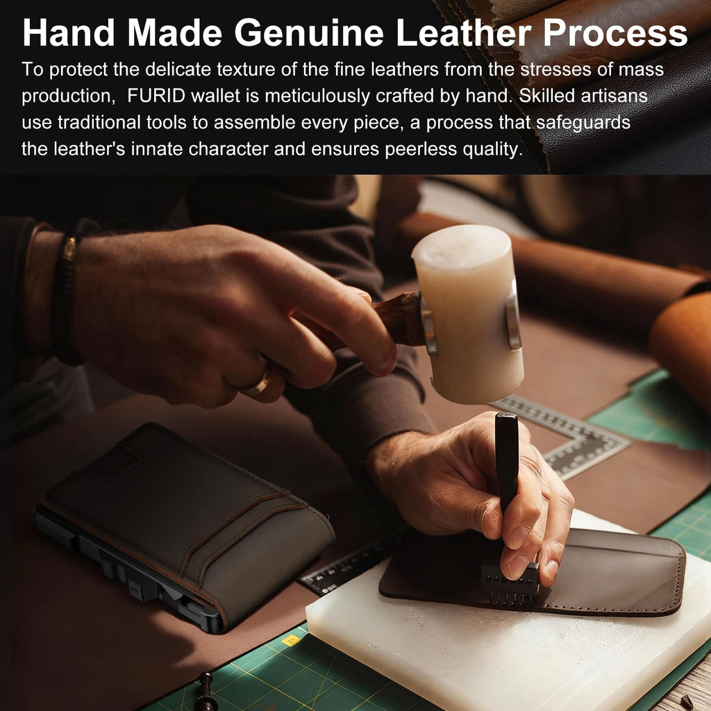 furid Genuine Leather Wallet for Men: Slim RFID Minimalist Wallets with Money Clip - Smart Pop Up Credit Card Holder for Front Pocket - Gifts for Husband Father on Birthday Anniversary