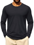 Cotrasen Mens Shirts Casual Stylish Long Sleeve T-Shirts Cotton Crew Neck Moisture Wicking Soft Basic Tee Shirts Mens Fashion Black M
