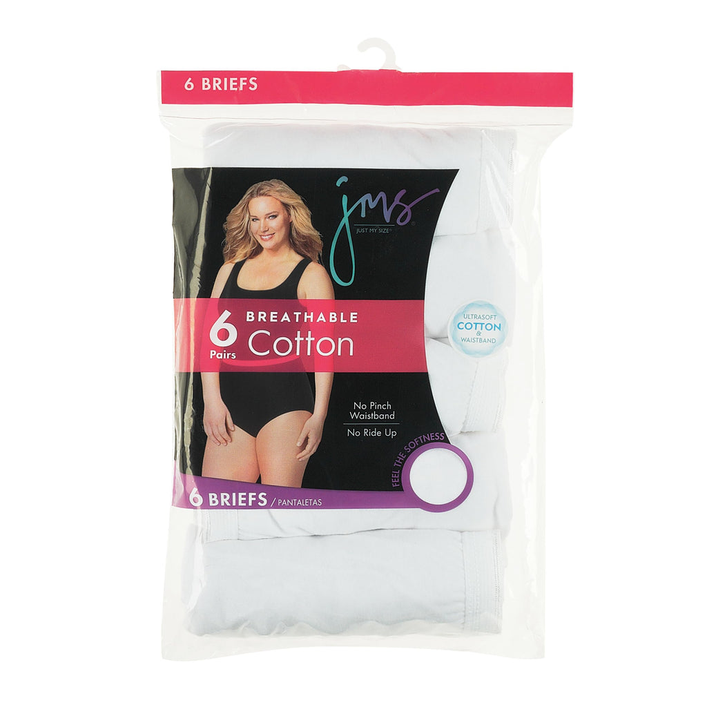 JUST MY SIZE Women's Cool Comfort Cotton Brief 6-Pack (16106P)