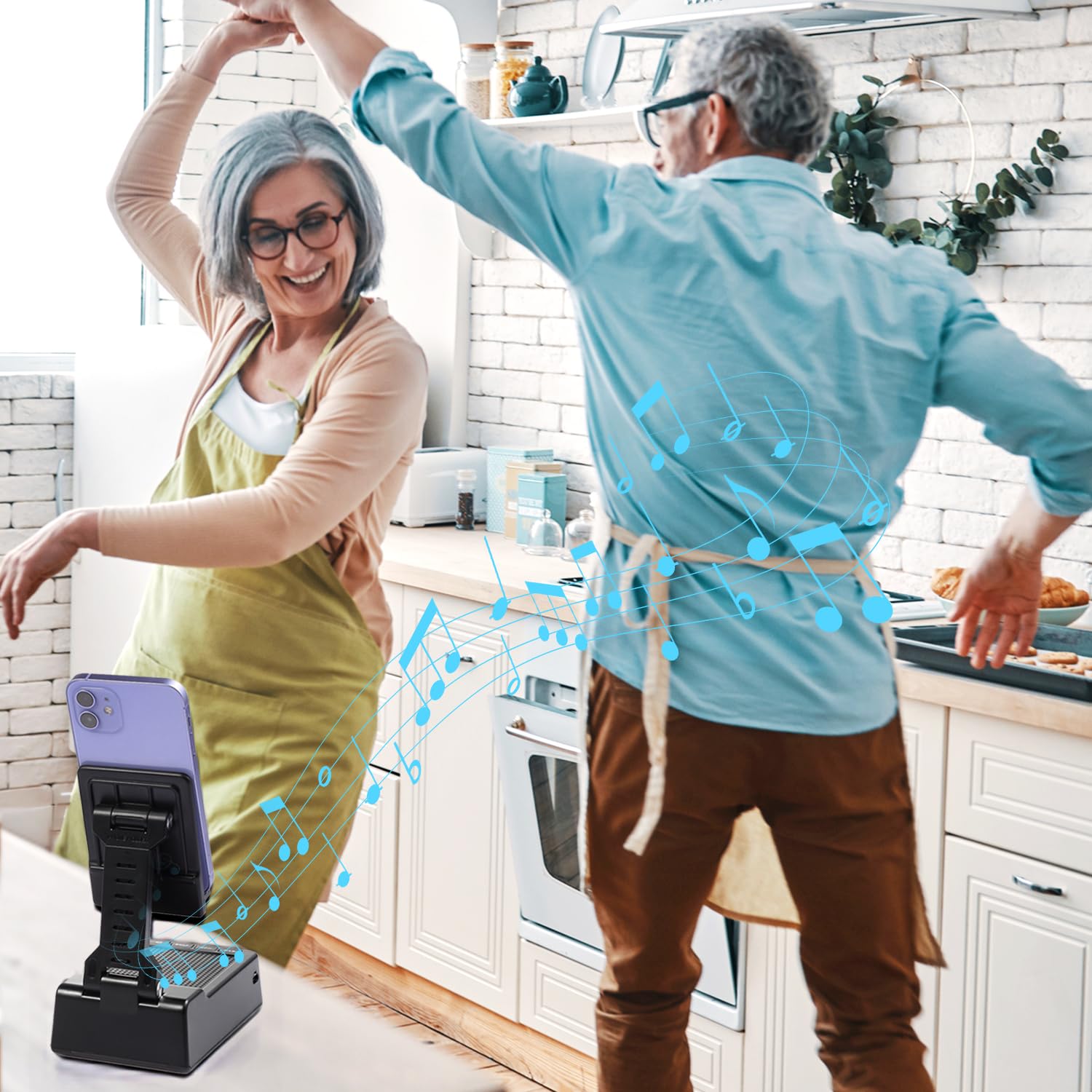 Father's Day Gifts for Dad, Birthday Gifts for Men Women, Cell Phone Stand with Bluetooth Speaker with 5000mAh Charger, HD Surround Sound for Desk