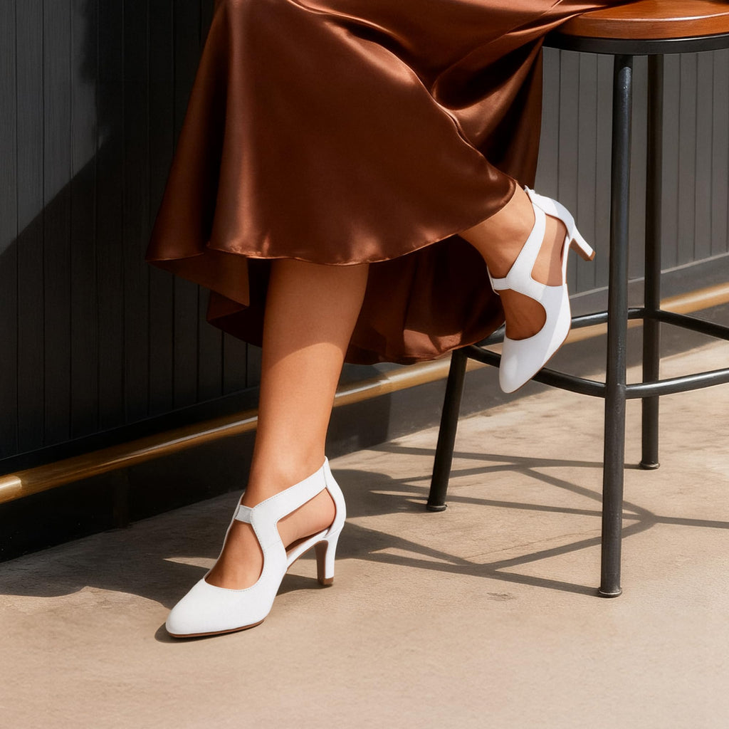 DREAM PAIRS Women's Pumps Closed Pointed Toe Kitten Heels Elegant Party Wedding Dress Shoes for Women,Size 9,White,DWUMPU2501