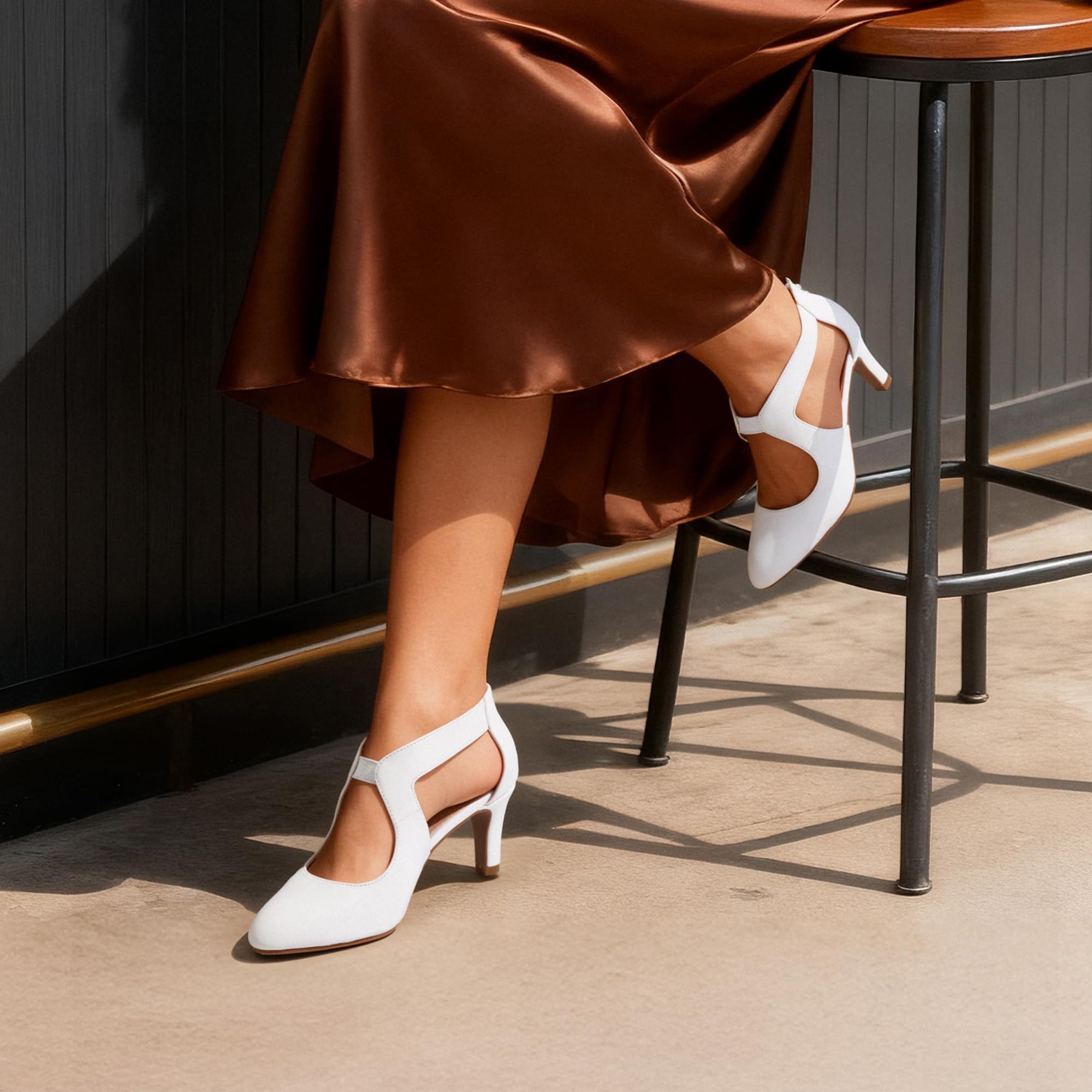 DREAM PAIRS Women's Pumps Closed Pointed Toe Kitten Heels Elegant Party Wedding Dress Shoes for Women,Size 9,White,DWUMPU2501