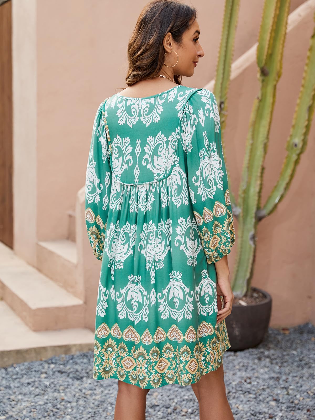 Qearal Women's Summer Spring Casual Beach Dresses 2026 Vacation Loose Boho Tunic Dress Sage Green XL