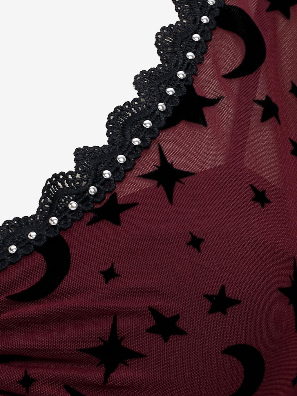 ROSE GAL Women Plus Size Gothic Moon Star Mesh Panel Bell Sleeves Chain Tassel T-Shirt Punk Gothic Flare Sleeves Top Costume Top(Deep Red_1/4X)