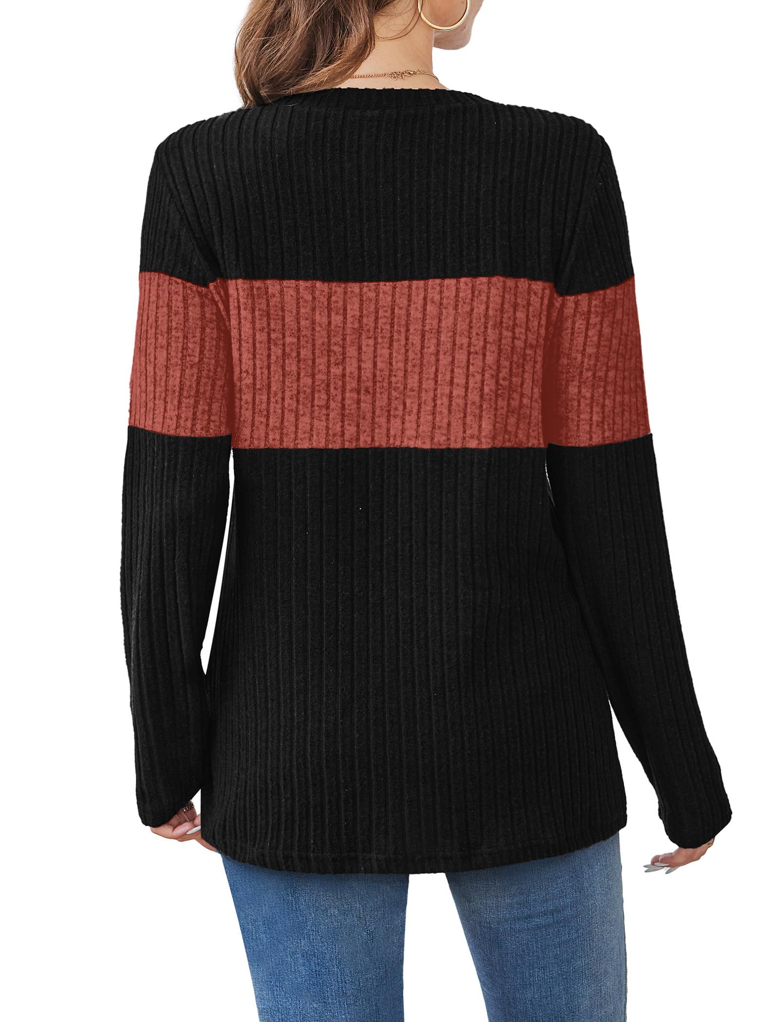 Womens Sweaters Fall Tops Long Sleeve Shirts Teacher Outfits Trendy Plus Size Fall Clothes Fashion 2025 Caramel XL