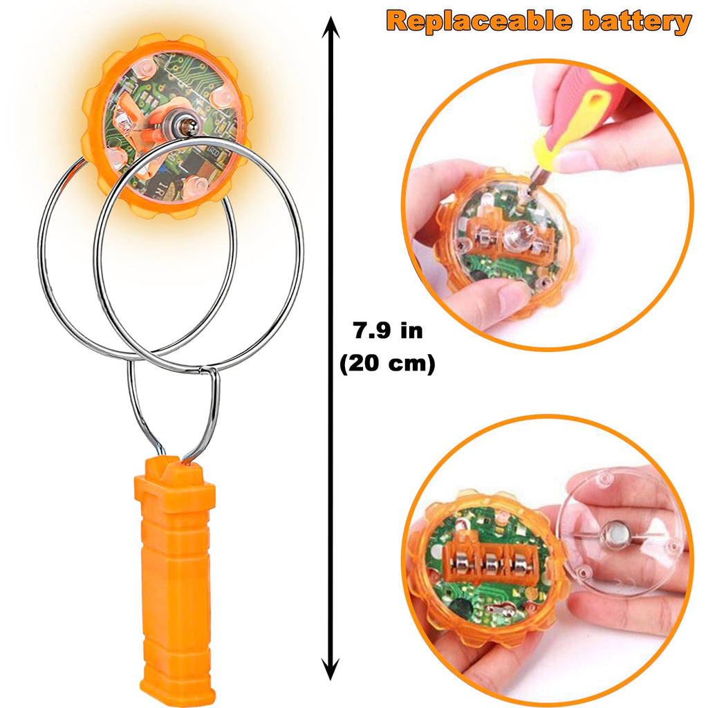 Stocking Stuffers for Kids Toys Boys 3pcs Light Up Gyro Wheel Toy Birthday Gifts for Men, Magic Rail Twirler Magnetic Yoyo Spinner Sensory Fidget Toys for Kids Ages 3-5-7 4-8-12 Year Old Boys & Adults