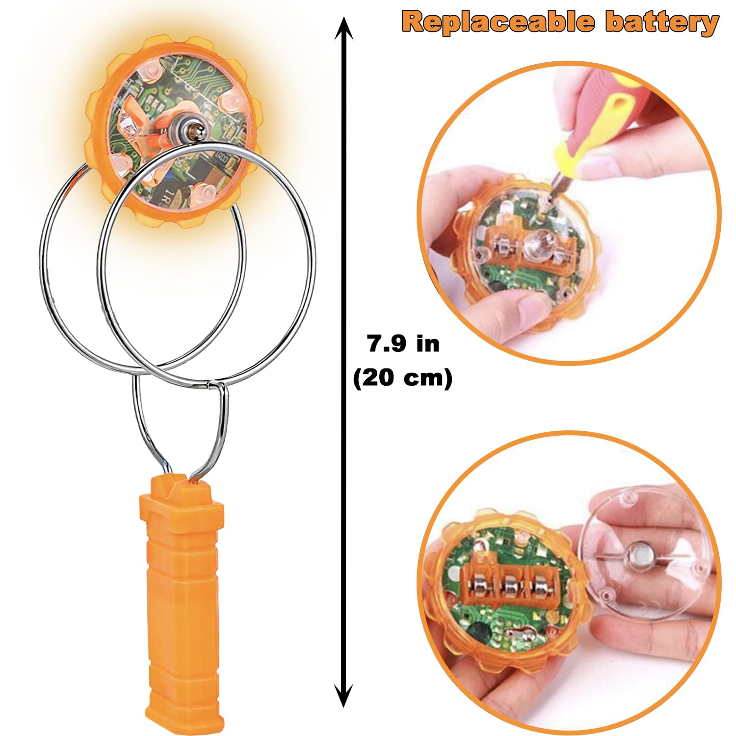 Stocking Stuffers for Kids Toys Boys 3pcs Light Up Gyro Wheel Toy Birthday Gifts for Men, Magic Rail Twirler Magnetic Yoyo Spinner Sensory Fidget Toys for Kids Ages 3-5-7 4-8-12 Year Old Boys & Adults