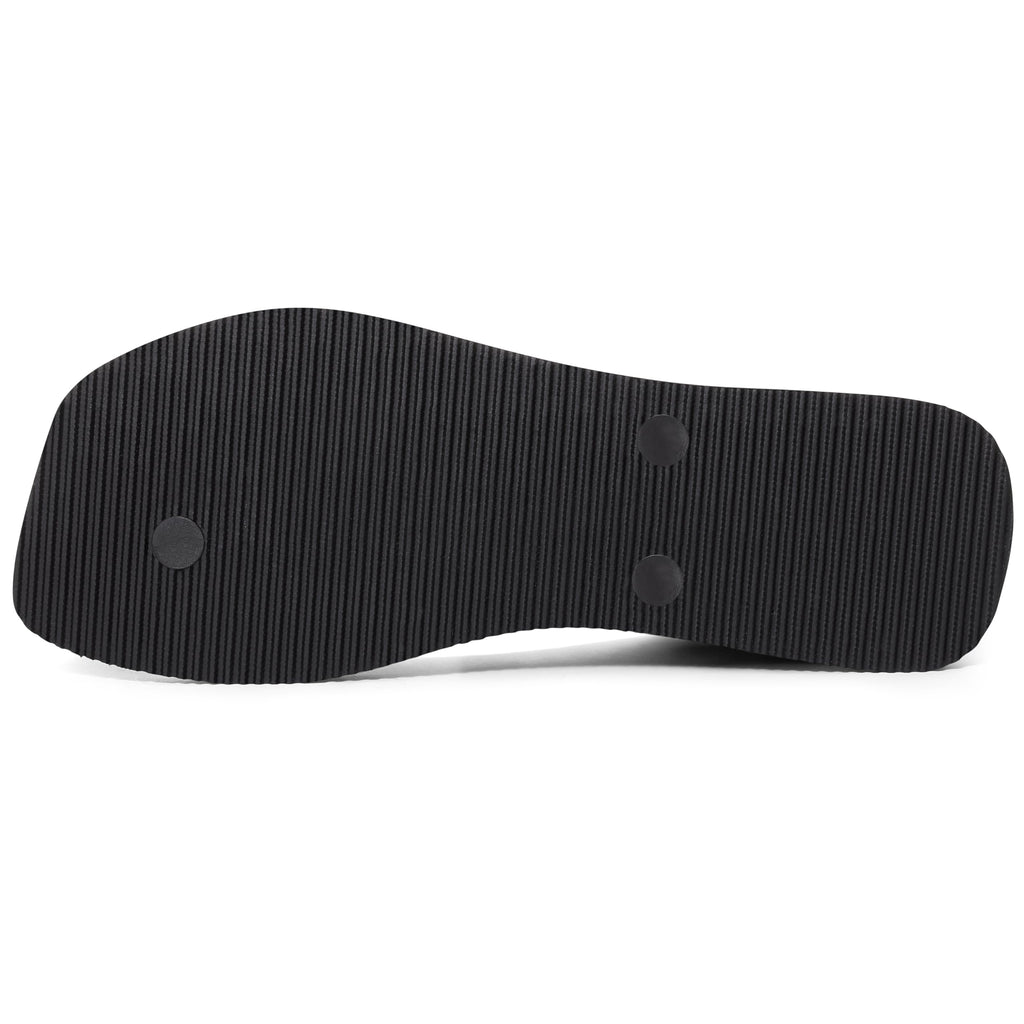 shevalues Women's Slim Square Toe Flip Flops Comfortable Summer Rubber Thong Sandals for Beach, Shower & Pool, Black, EU39