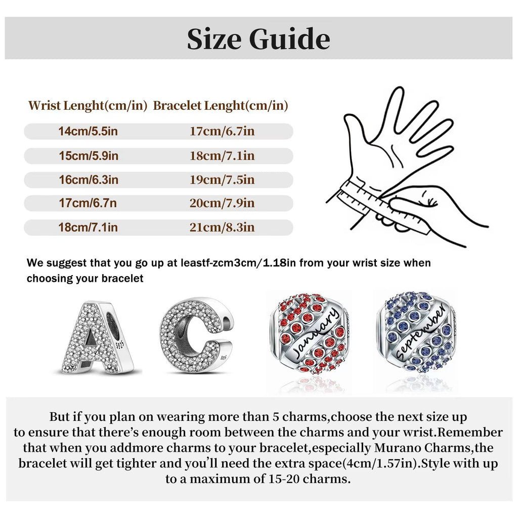 WAKCTFERG Charm Bracelet Fit For Charm beads, 925 Sterling Silver Cubic Zirconia Heart Clasp Snake Chain Bracelet Fit Any Charm Gift for Women Girl Suitable for people aged 12 to 80 (ZLL-10, 7.9in/20cm)