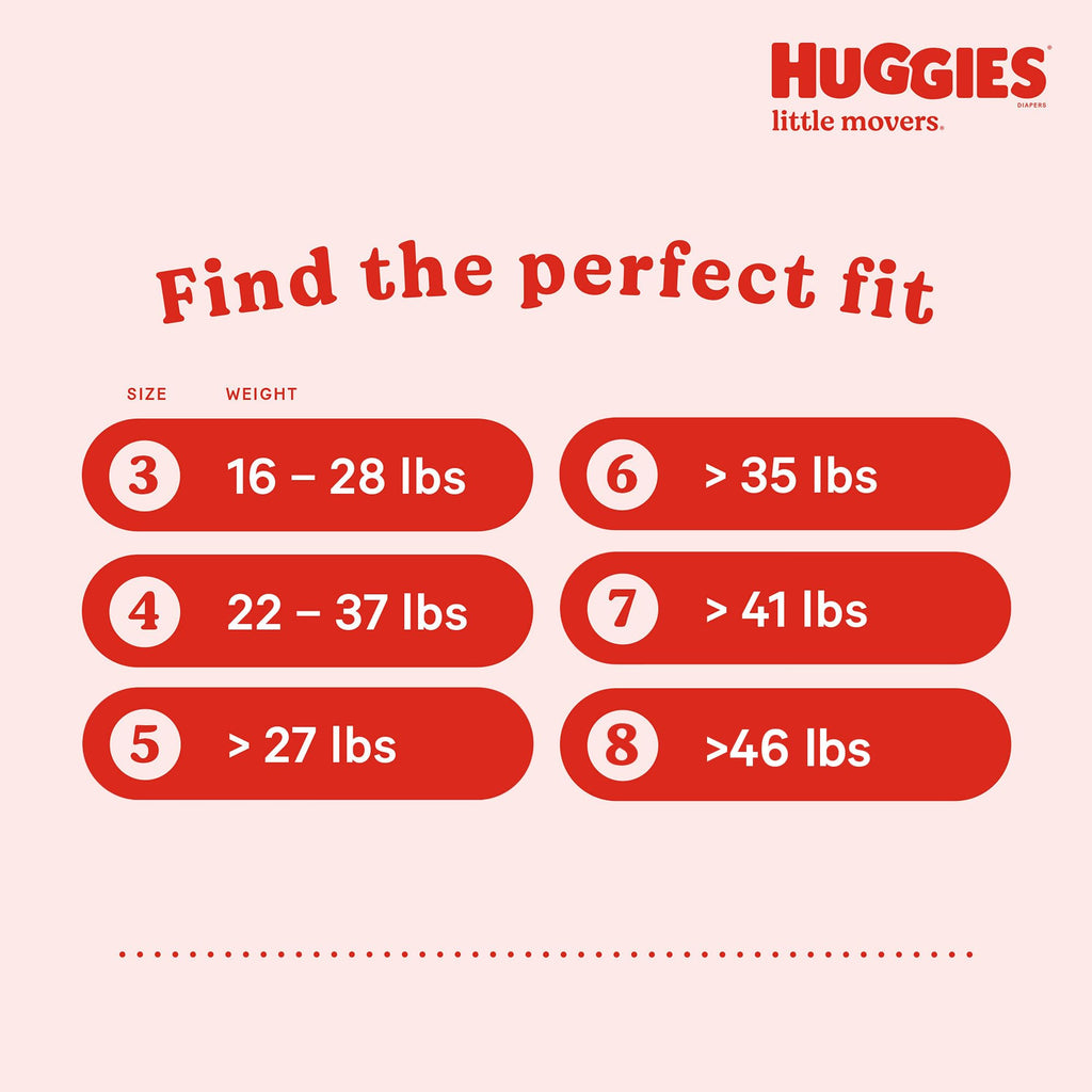 Huggies Size 8 Diapers, Little Movers Baby Diapers, Size 8 (46+ lbs), 76 Count (2 Packs of 38), Packaging May Vary