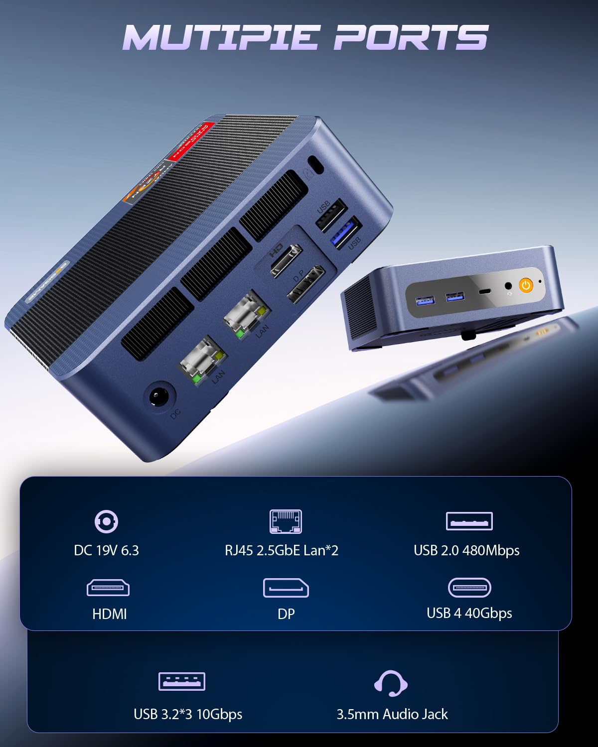 BOSGAME P3 Mix Mini PC Ryzen 7640HS (up to 5.0 GHz), 16GB DDR5, 512GB PCIe SSD Mini Desktop Computer, 4K Triple Display, USB 4.0, Dual 2.5G LAN & Wi-Fi 6E & BT5.2, for Home, Office, Gaming