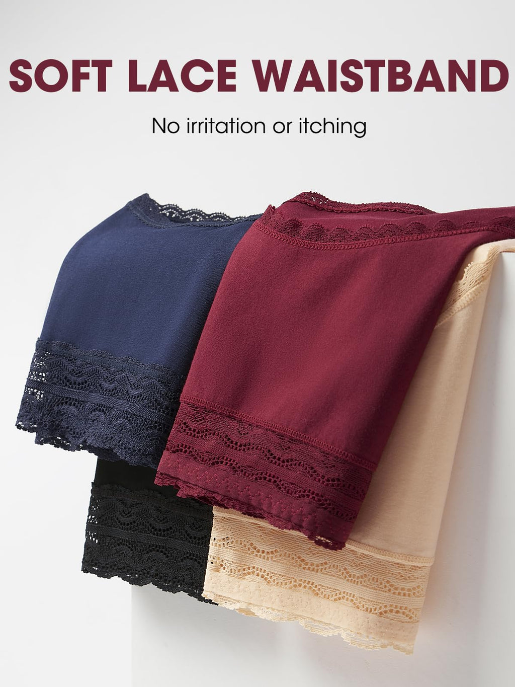 HOHOCHIN Cotton Underwear for Women High Waisted Panties Soft Lace Waistband Breathable Full Coverage Ladies Briefs 4 Pack (US, Alpha, 3X-Large, Regular, Regular, A-4 Pack-Multicolor)
