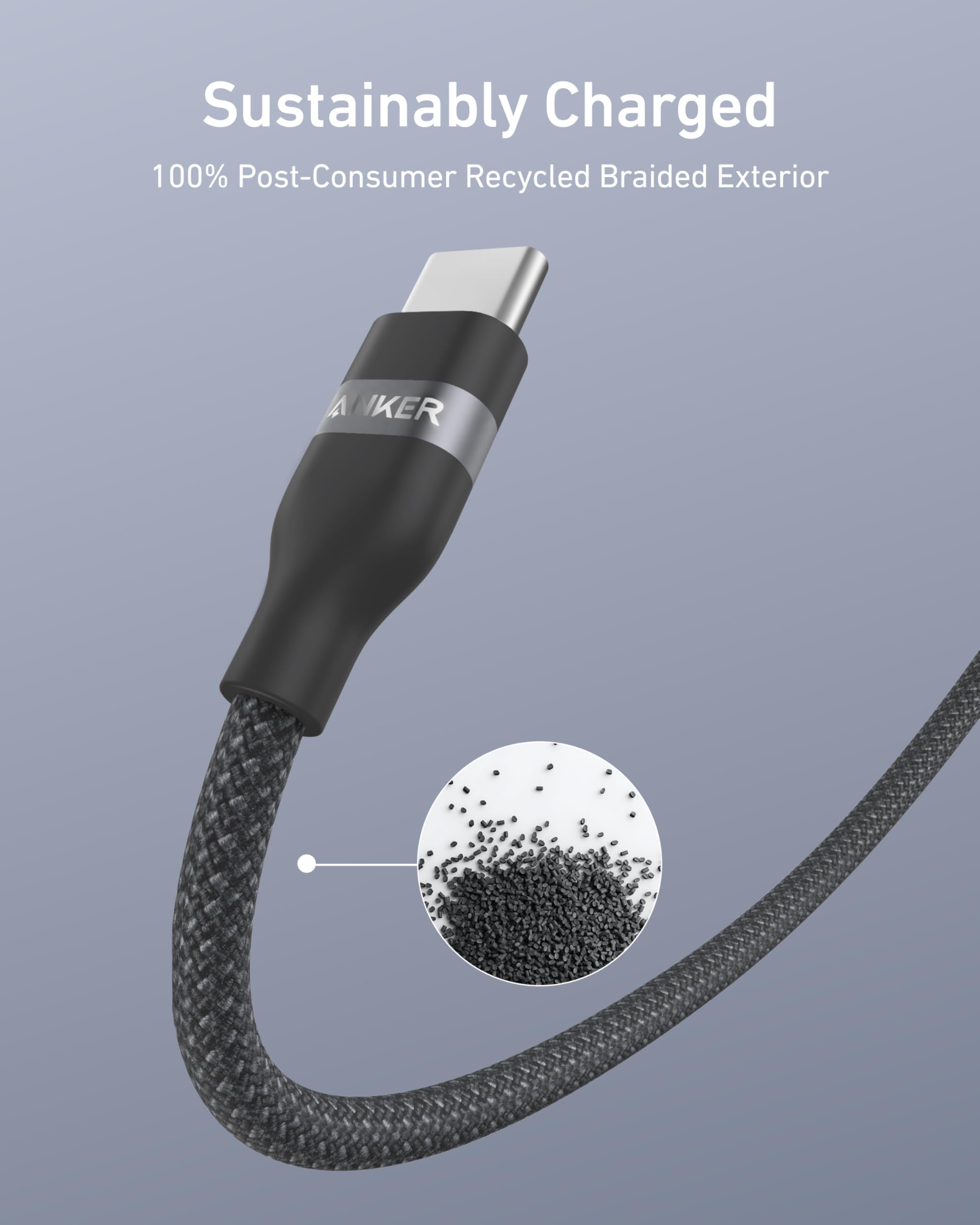 Anker Nano USB C Cable, 240W Flexible Multi-Color Braided Cord, Fast Charging Type C Charger for iPhone 17 Series, MacBook Pro and More (Black, 3ft)