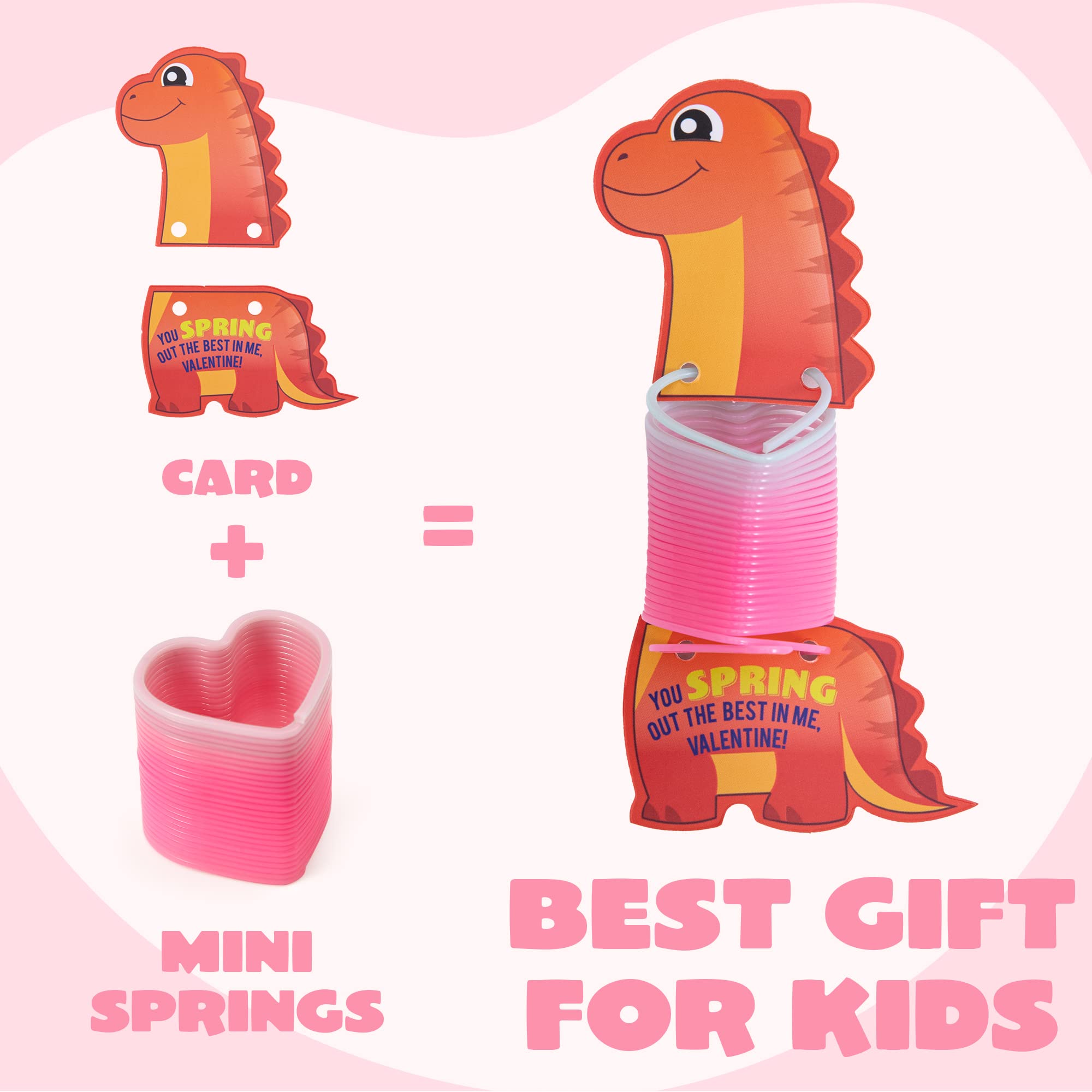 JOYIN 28 Packs Valentine's Day Animal Cards with Coil Springs Rainbow Springs, Stress Relief Coil Toys with Cards for Kids Valentine's Classroom Exchange Prizes Game Prizes, Valentine's Party Favors