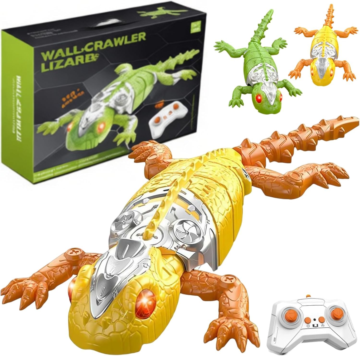 TUVBPK 2026 Wall Climbing Gecko Lizard, Robot Geckos Lizards Rechargeable Remote Control Car Toy RC Cars Toys for Kids RC Crawler for Boys & Girls Ages 6 & Up Christmas Birthday Gifts (Orange)