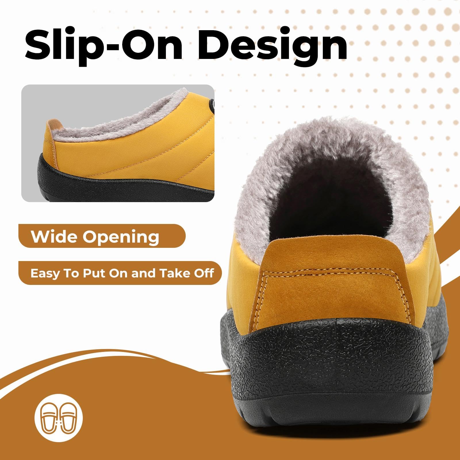 Mishansha Mens Womens House Slippers Warm Fur Lined Winter House Shoes Slip on Cozy Indoor Outdoor Slipper Yellow Size 9.5 Women/7.5 Men
