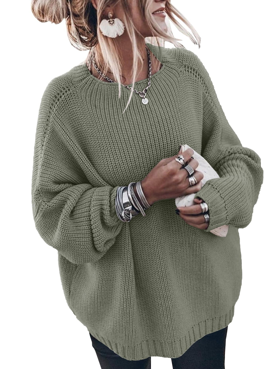 Women’s Trendy Sweaters to Wear with Leggings Causal Mock Neck Batwing Sleeve Fall Cute Oversized Knit Tops