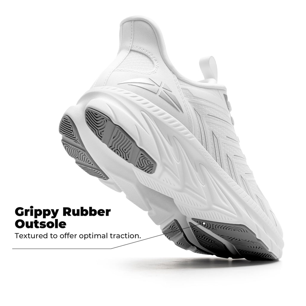 ALLSWIFIT Women's Slip On Walking Shoes Running Comfortable Tennis Breathable Non Slip Athletic Gym Workout Cross Training Fashion Sneakers,Size 8,White,SARR034W