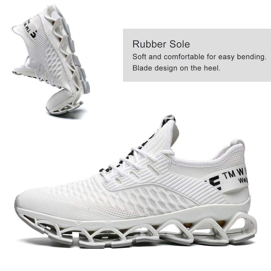 Vooncosir Men's Fashion Sneakers Breathable Mesh Running Shoes Blade Non Slip Soft Sole Casual Athletic Lightweight Walking Shoes(6.5,White)