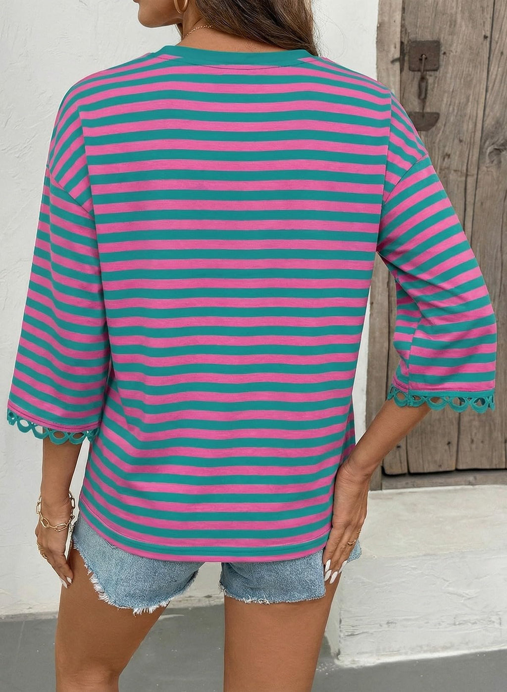 Dokotoo Sweatshirt for Women Long Sleeve Striped Oversized Sweatshirts Casual Crewneck Pullover Top 2026 Summer Outfits Green X-Large