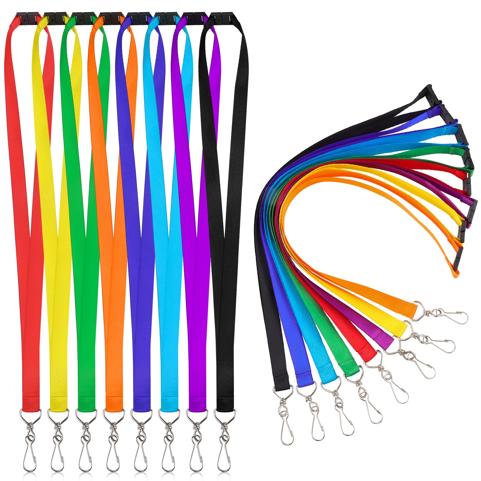 Prudiut 120 Pcs Breakaway Lanyard for Id Badges, 8 Color Breakaway Lanyards Break Away Lanyard with Swivel J Hook Lanyards Break Away for Id Badges and Keys