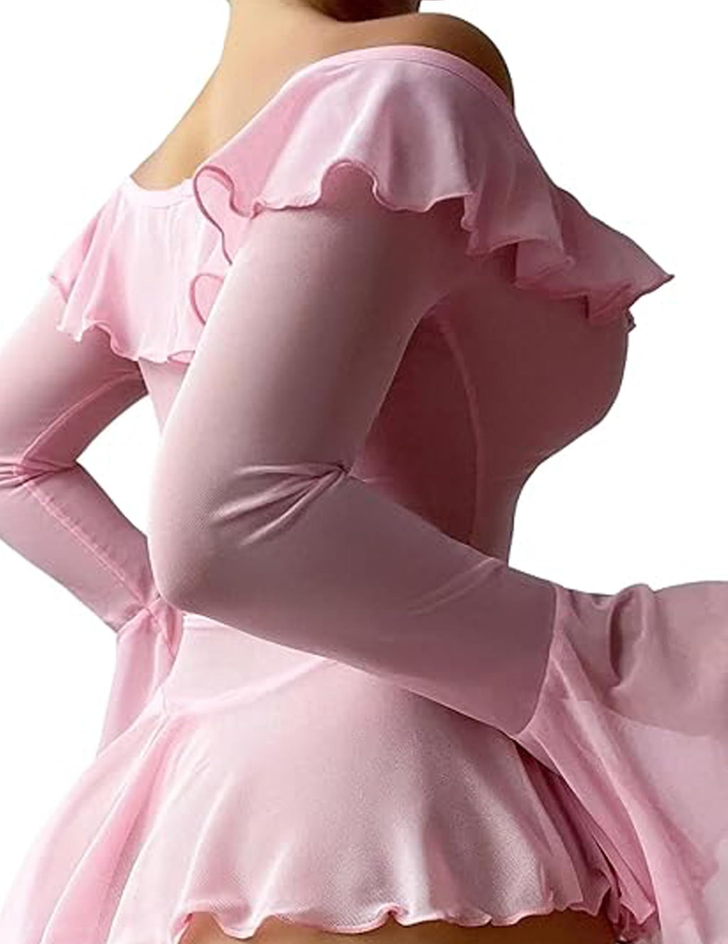 Avidlove Women Lingerie Mesh Babydoll Long Sleeve Lingerie For Women Sexy Outfits For Women (Pink, XX-Large)