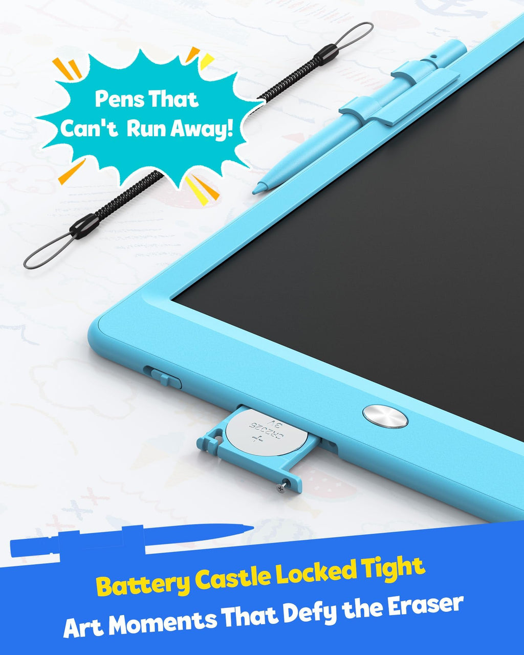 TEKFUN LCD Writing Tablet for Kids, 10-inch Coloring Drawing Pad, Mess Free Doodle Board, Christmas Gifts for Boys and Toddlers, Toys for 3 4 5 6 7 8 Year Old Girls(Blue)