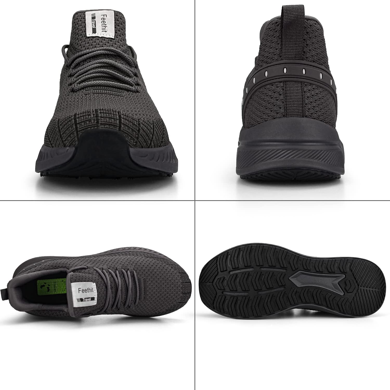 Feethit Mens Slip On Walking Shoes Blade Tennis Shoes Non Slip Running Shoes Lightweight Workout Shoes Breathable Mesh Fashion Sneakers Dark Grey Size 10.5