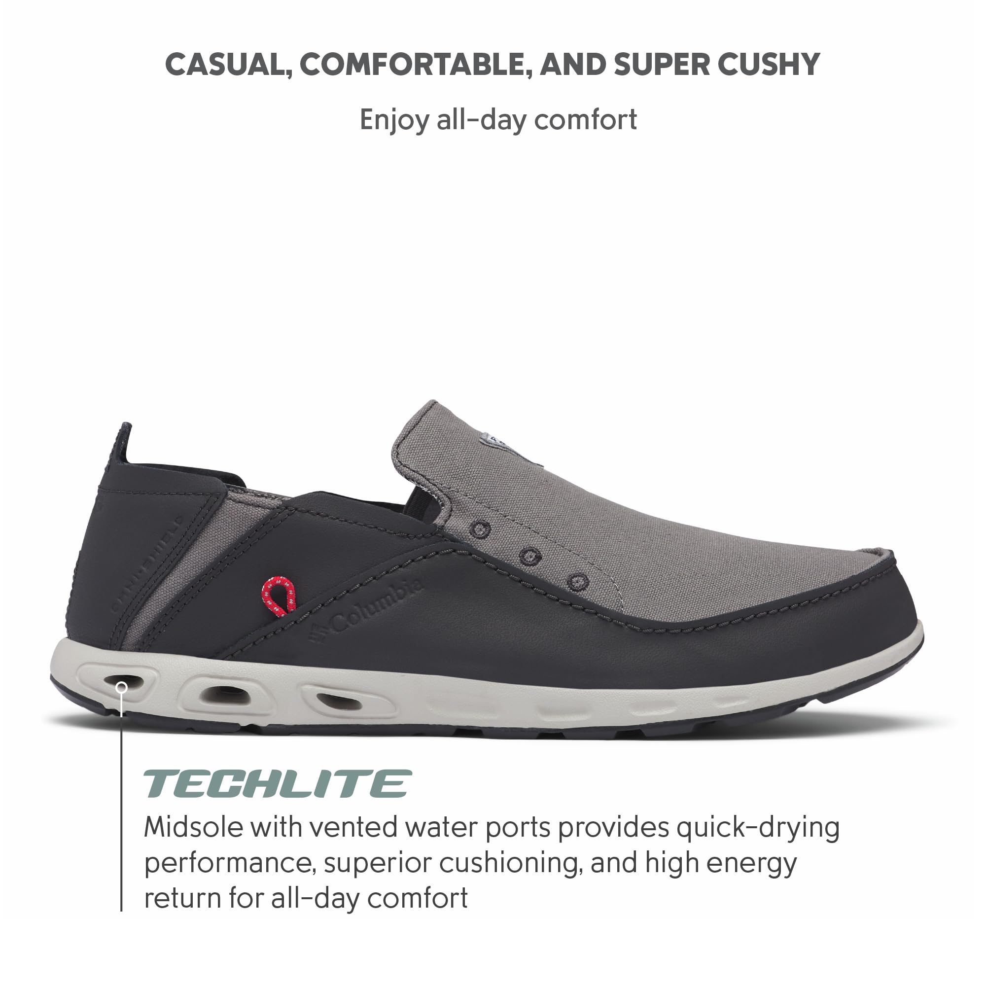 Columbia Mens Bahama Vent PFG Boat Shoe, Titanium MHW/Bright Red, 12 Wide US