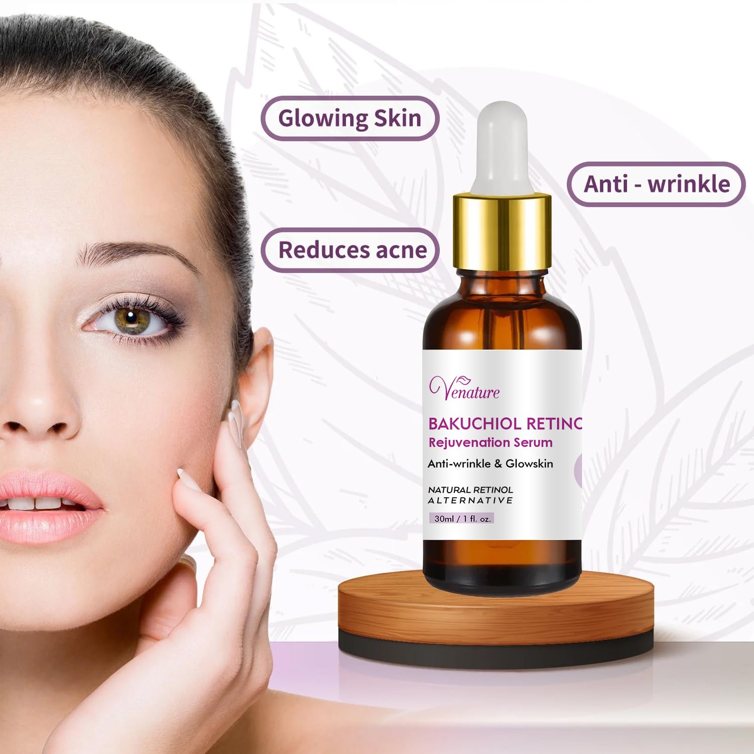 Venature Bakuchiol Retinol Rejuvenation Serum,2025 Best Retinol Serum for Wrinkles Bakuchiol Face Korean,