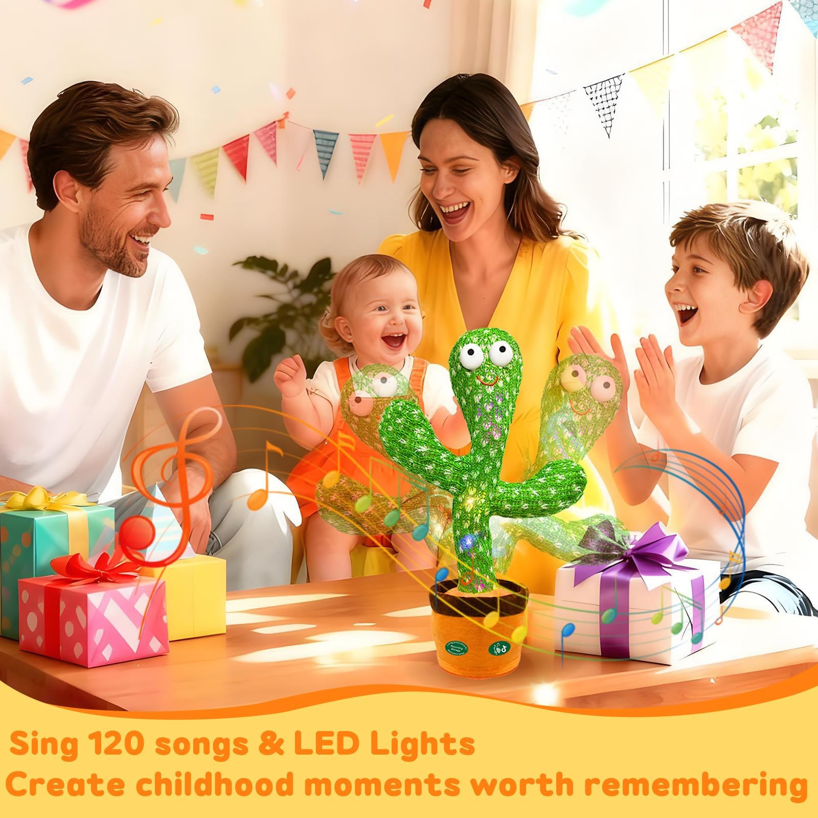 Interactive Baby Toys Dancing Talking Cactus Toy,Funny Gift for Infant 6-18 Months, Singing Musical Record Repeat What You Say Light Up Toy for Toddler 1 2 3 Year Old Boy Girl (Volume Adjustment)