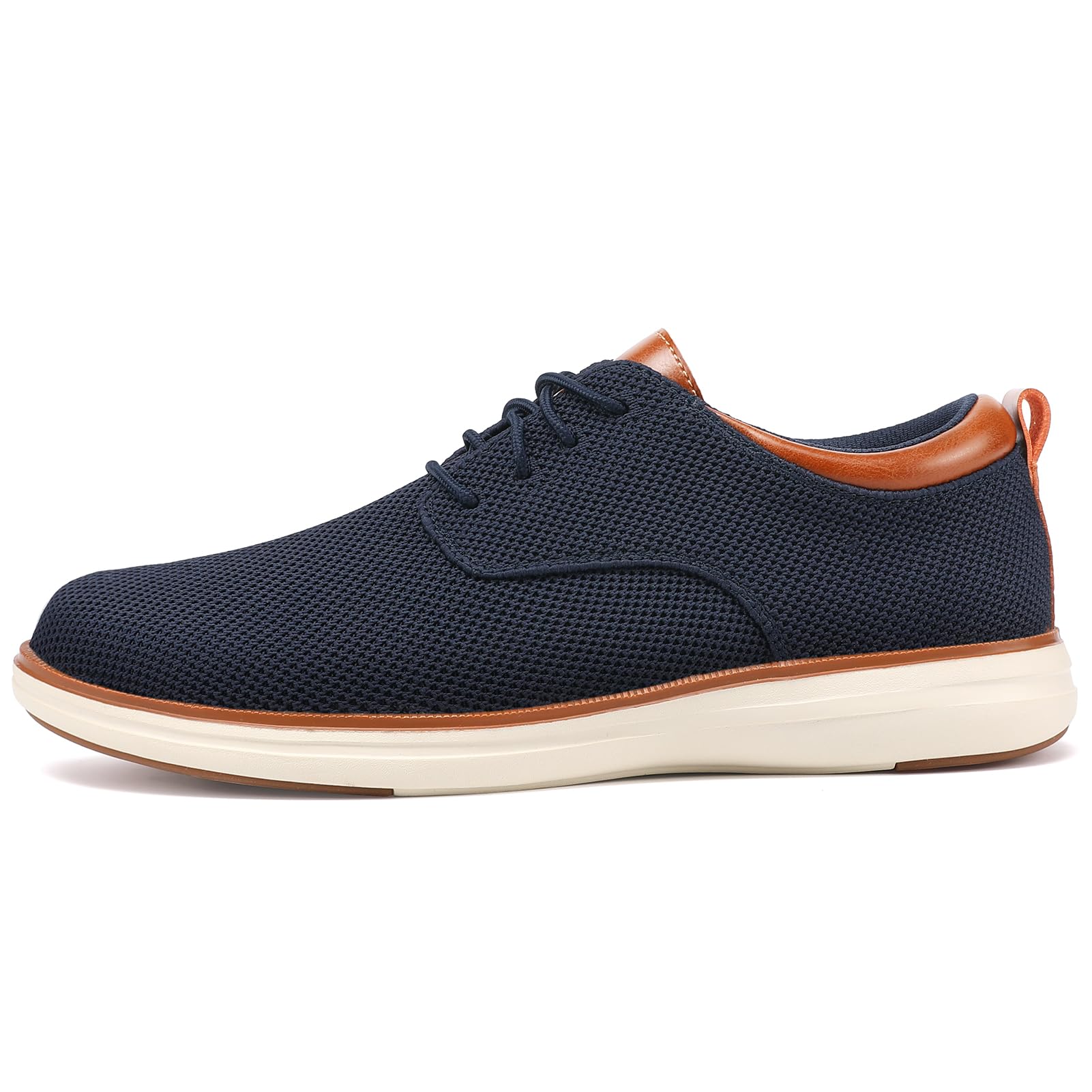 VILOCY Men's Wide Casual Dress Oxfords Business Shoes Fashion Sneakers Mesh Breathable Comfortable Walking Shoes Navy,EU40