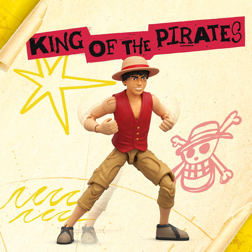 One Piece Monkey D. Luffy 6″ (15 cm) Action Figure with 6 Accessories. Includes Swappable Arms and Legs, Wanted Poster, and Berry Coin Display Base