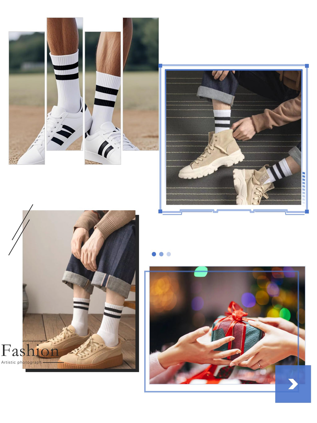 YUWELL Womens Striped Crew Socks, Cotton Cozy Casual Socks for Women 4 Pairs, Size 5-10,Mixcolor