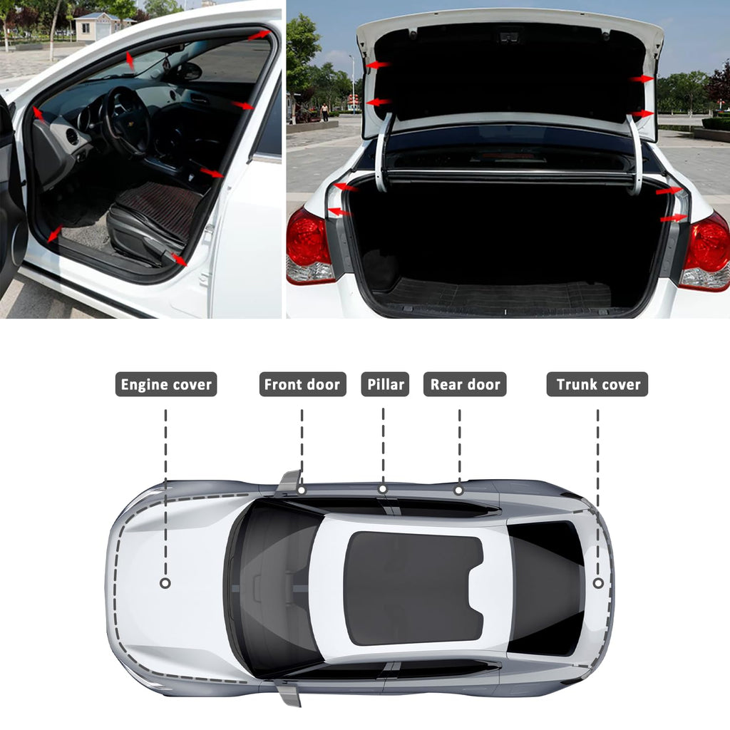 Car Door Rubber Seal Strip,Double Layer L Shape Automotive Weather Stripping,Universal Soundproofing Car Door Seal Strip Car Accessories for Car Door,Hood,Trunk(32.8Ft)