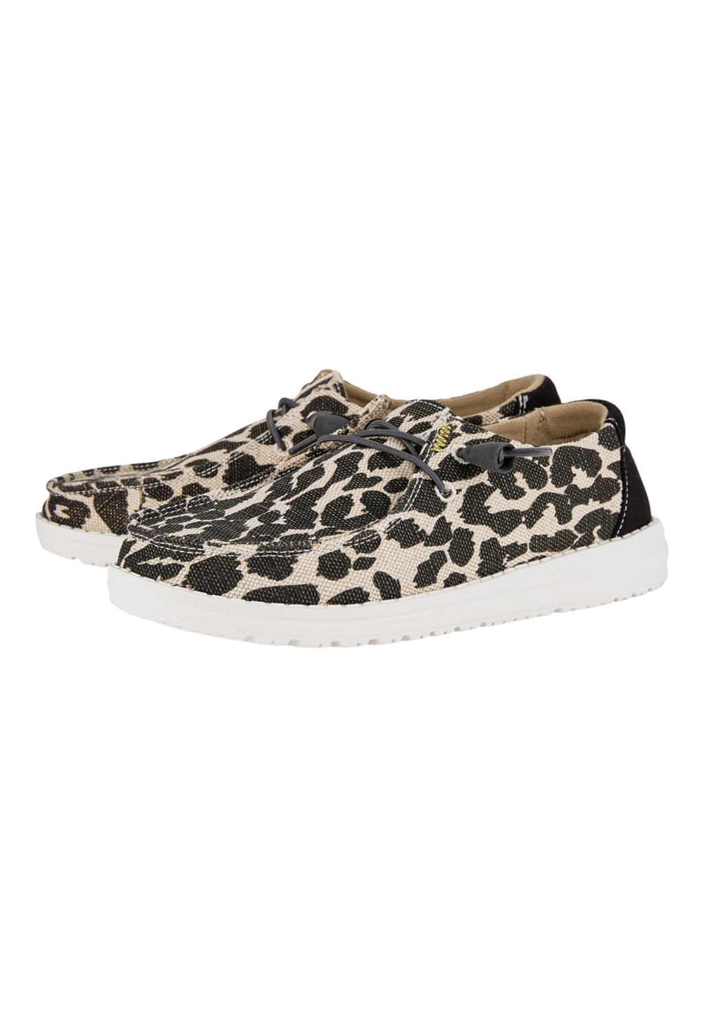 HEYDUDE Women's Wendy Leopard Sparkle Tan Size 8 | Women's Shoes | Women's Slip On Loafers | Comfortable & Light-Weight