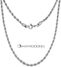 Silvadore 4mm Silver ROPE Chain For Men Necklace Women - Non-Tarnish Strong Stainless Steel - Twist Link Diamond-Cut Jewelry Gifts - 56cm - 22 inch UK