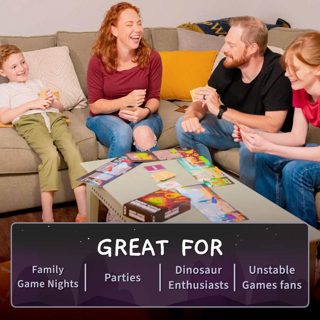 Unstable Games Happy Little Dinosaurs Board Game - Funny Card Game for Adults and Kids - Family Board Games for 2-4 Players, Ages 8 and Up, From the Creators of Unstable Unicorns and Here to Slay