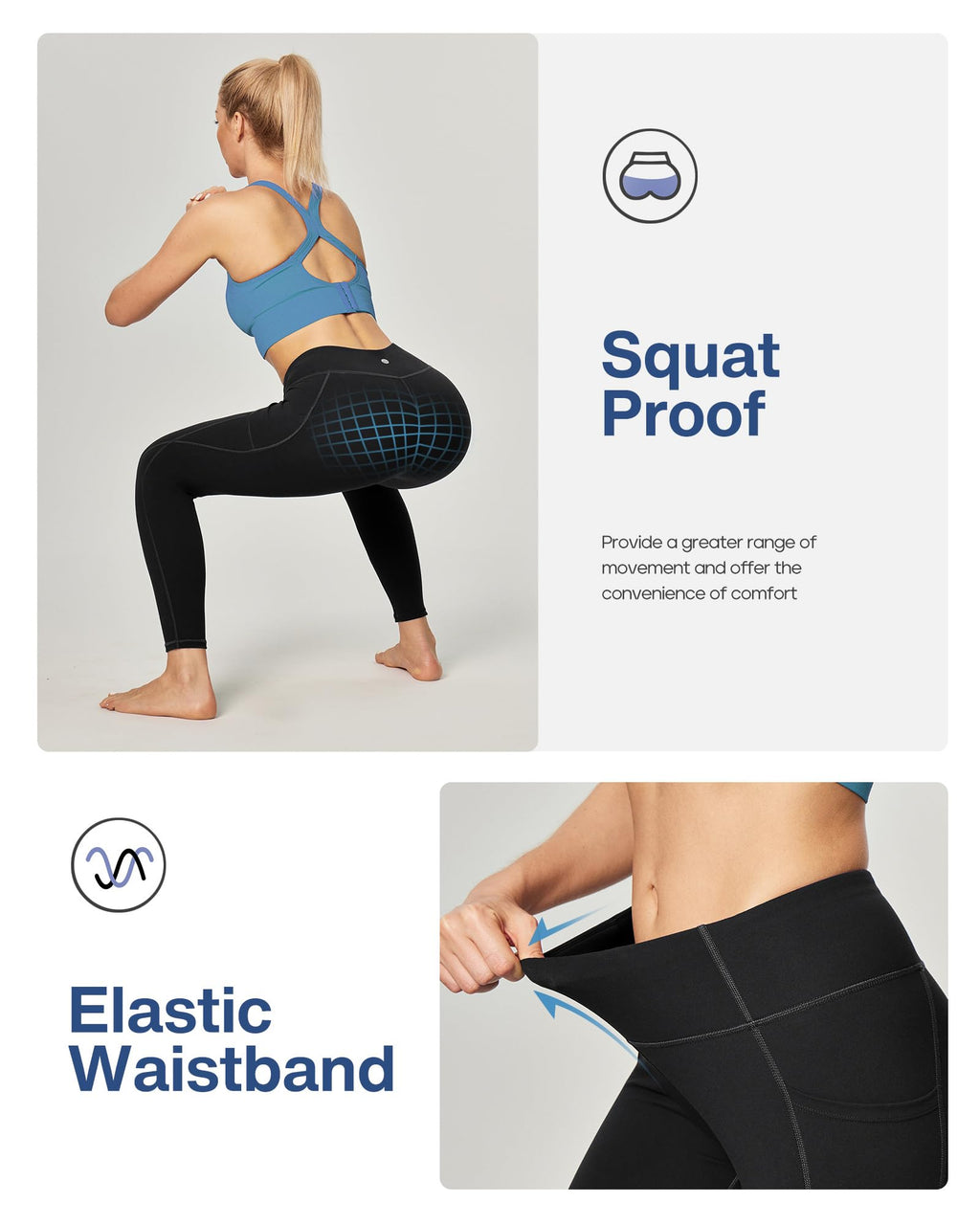 Heathyoga Leggings with Pockets for Women Tummy Control High Waisted Yoga Pants Women Compression Workout Leggings Black