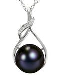 PEARLURA AAA+ 9mm Natural Black pearl necklace for women - Real pearls necklace - Wedding anniversary's gift for wife - ( 925 sterling Silver) cultured necklaces for women - black pearls necklace - christmas gifts for wife - pearl pendant