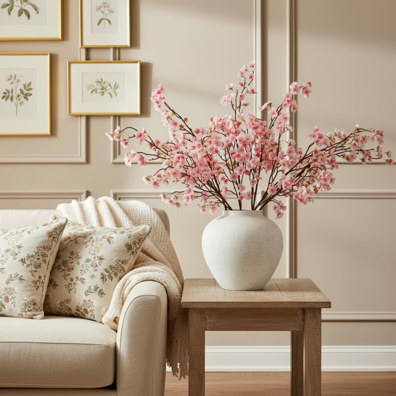 Pink Cherry Blossom Branches – 6 Pcs 33.5" Long Stem Artificial Flowers for Tall Vase, Faux Silk Spring Decorations for Home, Realistic Fake Pink Flowers for Bedroom & Wedding Centerpiece Decor