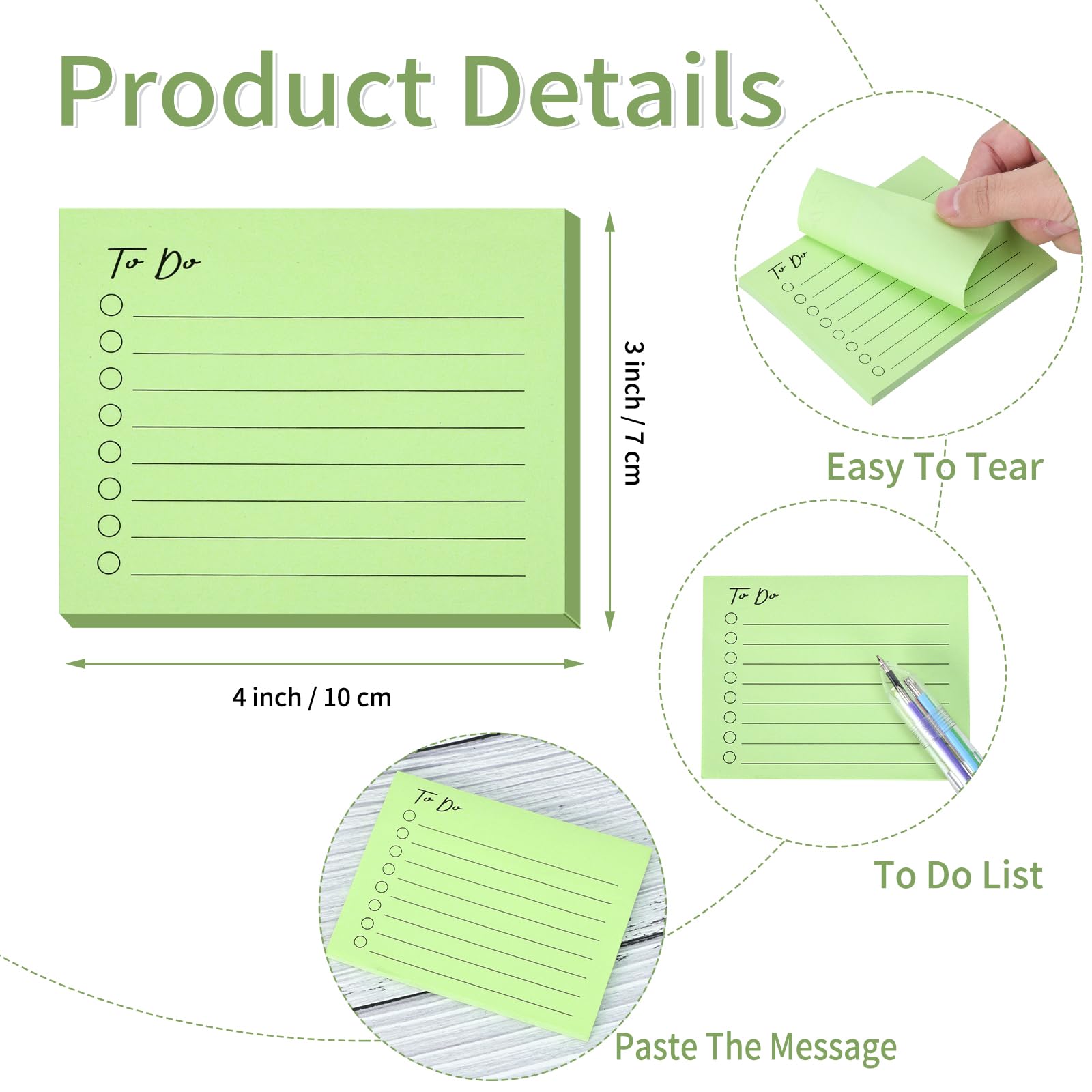 EOOUT 10 Pack Sticky Notes, 500 Sheets Self-Stick to Do List with Line, 3x4 Inch Adhesive Memo Sticky Notes Notepad Bulk, Home Office School Planner Reminder Supplies
